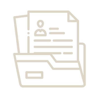 Icona che rappresenta una cartella con all'interno dei documenti di colore bianco