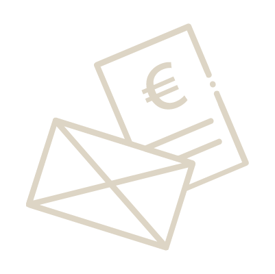 Icona che rappresenta un documento e una busta per le lettere di colore bianco