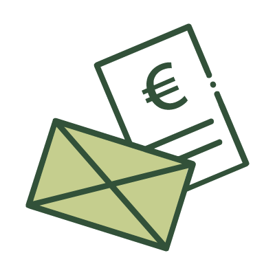 Icona che rappresenta un documento e una busta per le lettere di colore verde